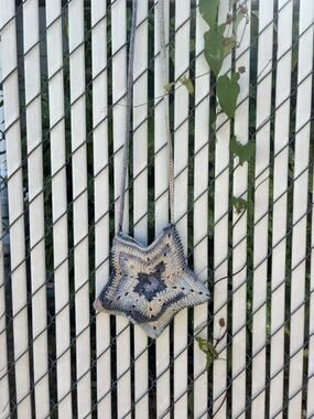 Handmade Crochet Star Shaped Crossbody Bag Granny Square Boho Purse